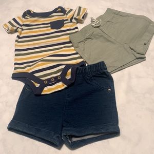 *Cat & Jack Striped Onesie & Shorts 6-9M 3 Pieces NWOT
